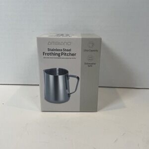 Ambiano Frothing Pitcher Unisex 12oz Silver Stainless Steel Drip-less Spout New